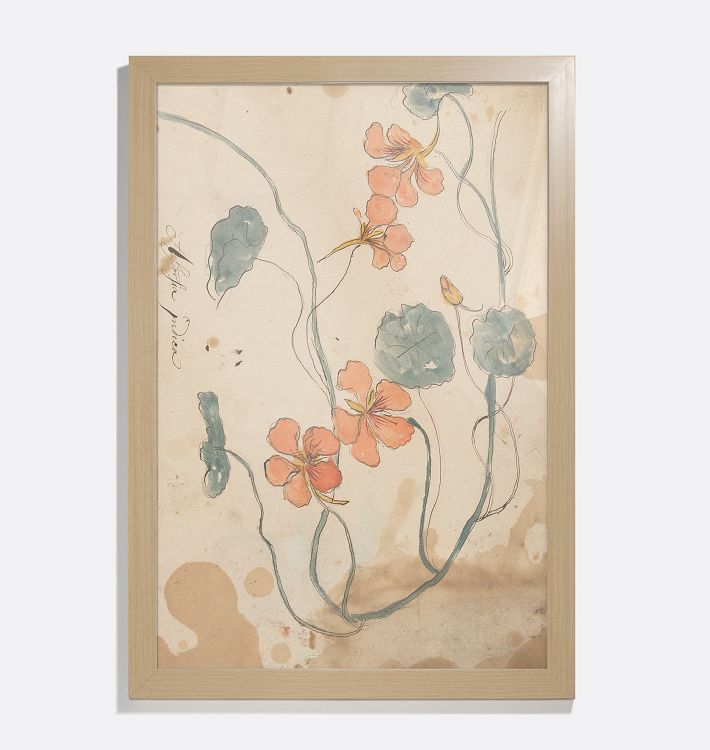 Nasturtiums in Watercolor Framed Reproduction Wall Art Print | Rejuvenation