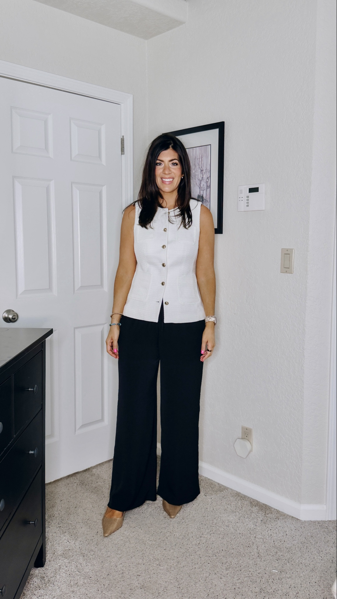 In a medium vest and medium tall pants

#LTKOver40 #LTKMidsize #LTKWorkwear