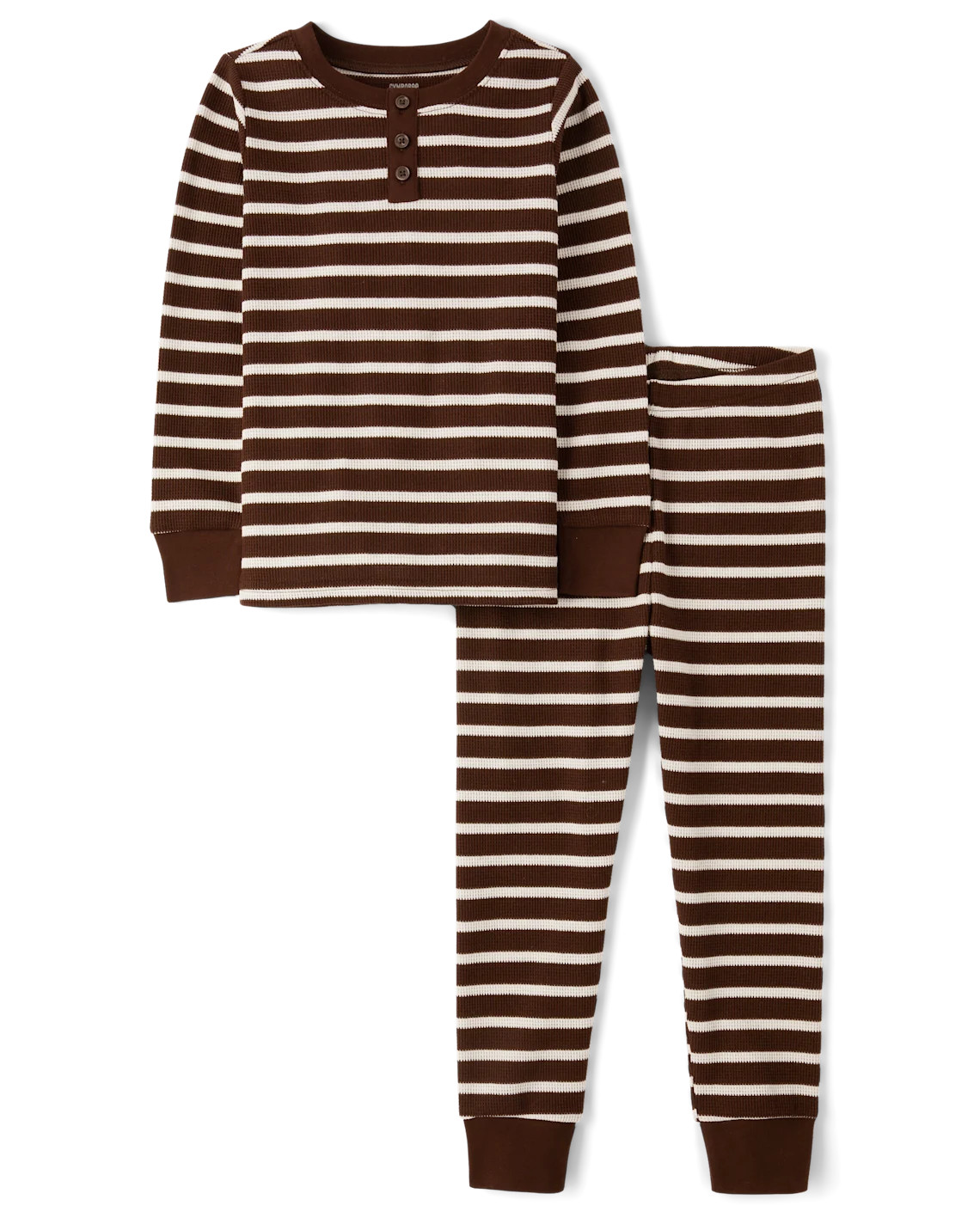 Kids Long Sleeve Striped Snug Fit Thermal Henley Pajamas - Gymmies - BROWN | Gymboree | Gymboree