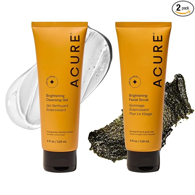 Acure Brightening Facial Scrub & Cleansing Gel Combo Pack - Exfoliating Face Wash & Gentle Daily ... | Amazon (US)