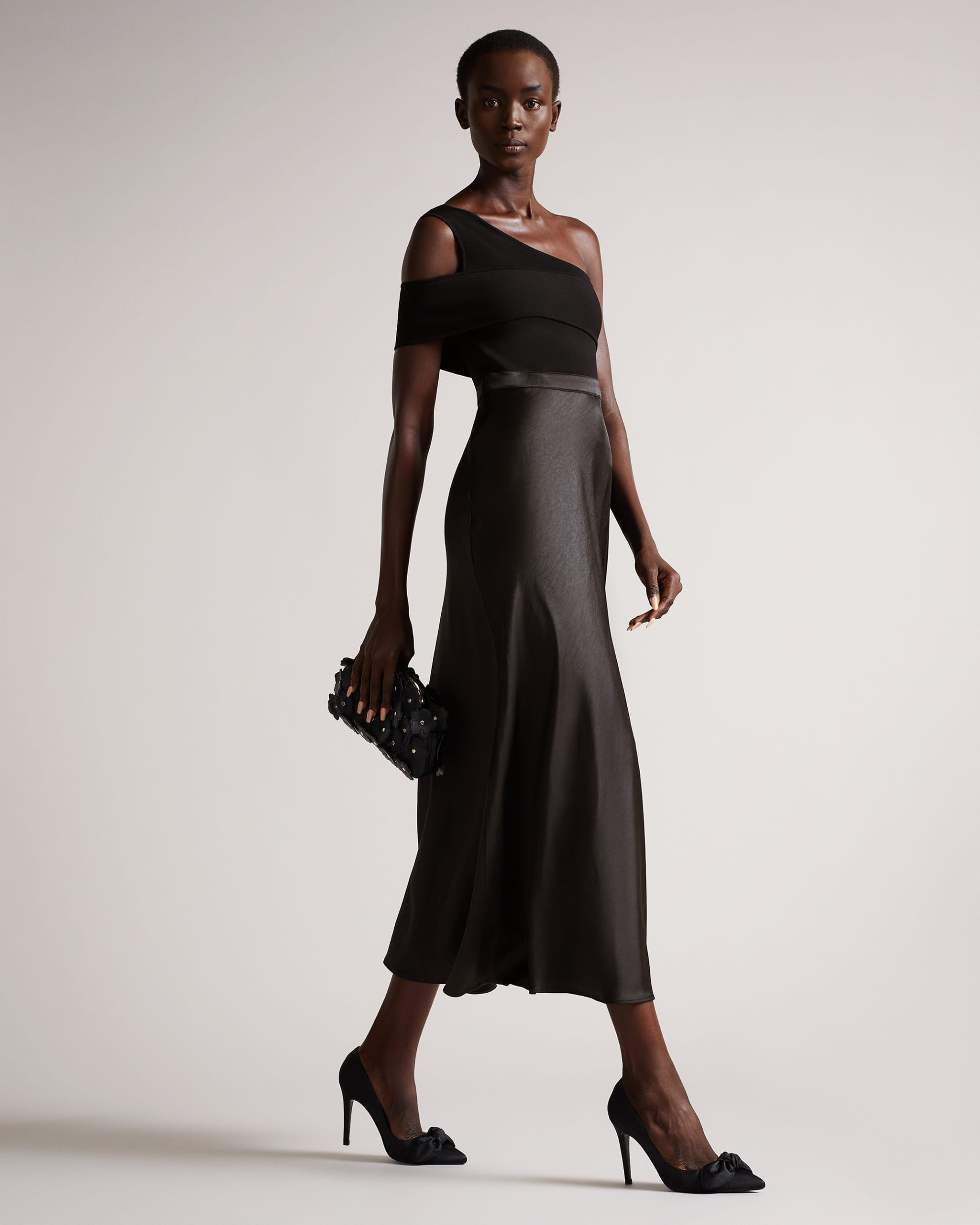 Asymmetric Knit Bodice Dress With Satin Skirt | Ted Baker (US)