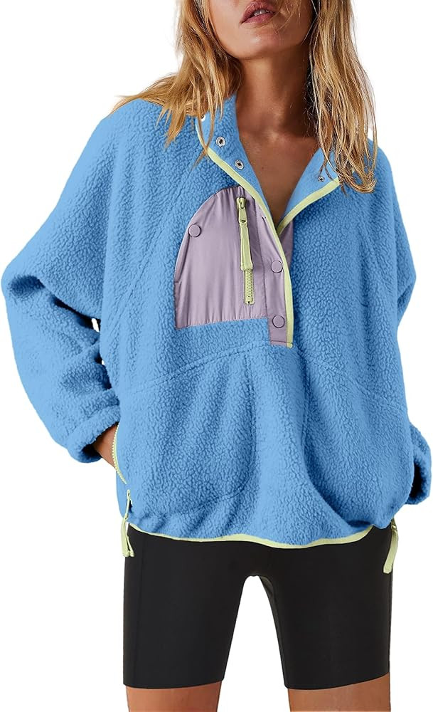 Nirovien Womens Fleece Pullover Long Sleeve Sherpa Jacket Button Down Fuzzy Sweatshirt Warm Outwe... | Amazon (US)