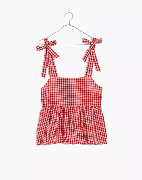 Rosalie Tie-Strap Top in Seersucker Check | Madewell