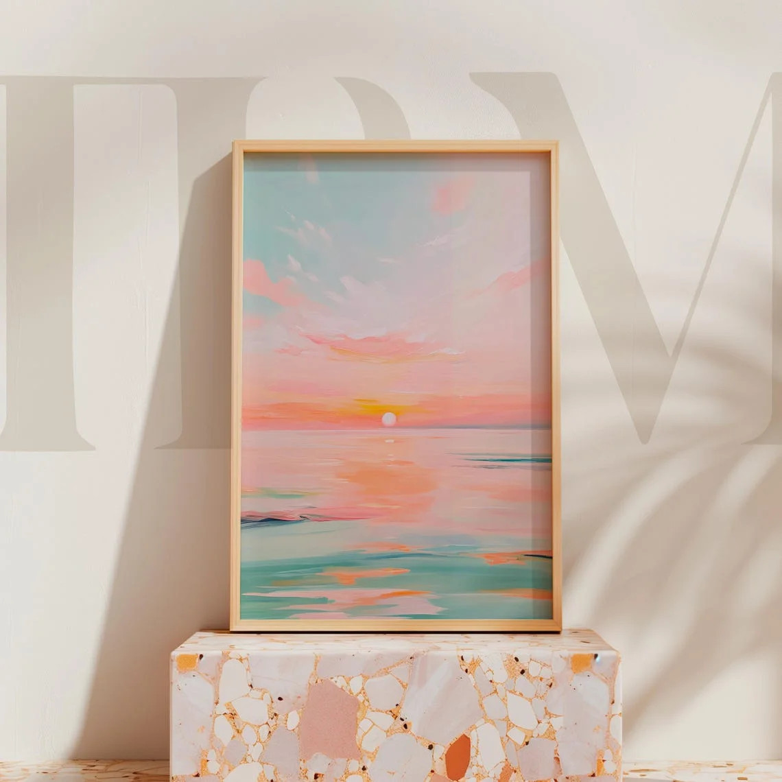 Pastel Sunset Ocean Print, Coastal Beach House Wall Art Home Decor #401, Unframed Canvas Size 12x... | Walmart (US)