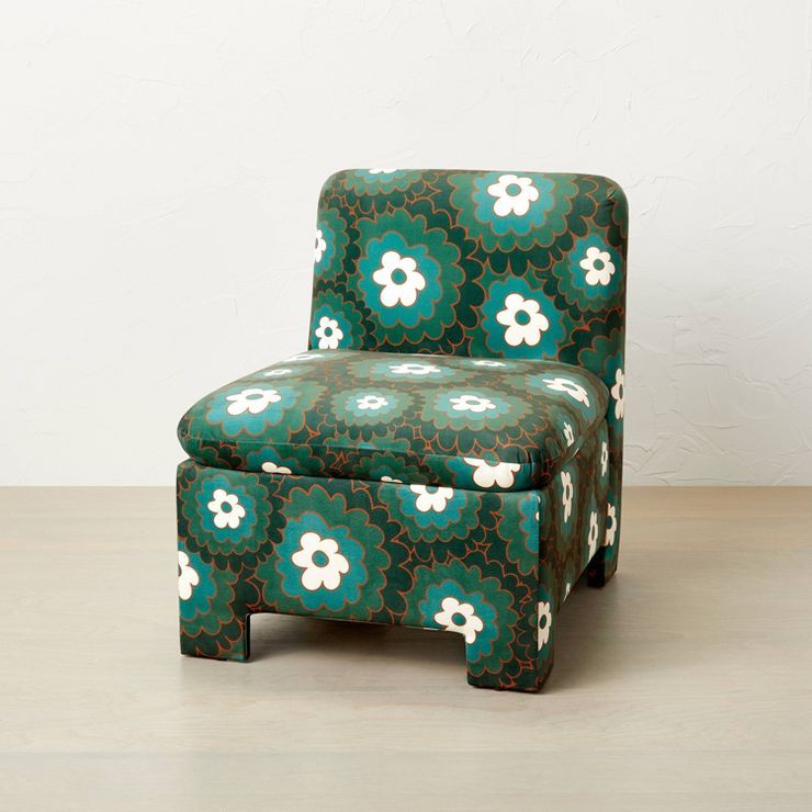 Chiesa Fully Upholstered Accent Chair Teal Floral - Opalhouse™ designed with Jungalow™ | Target