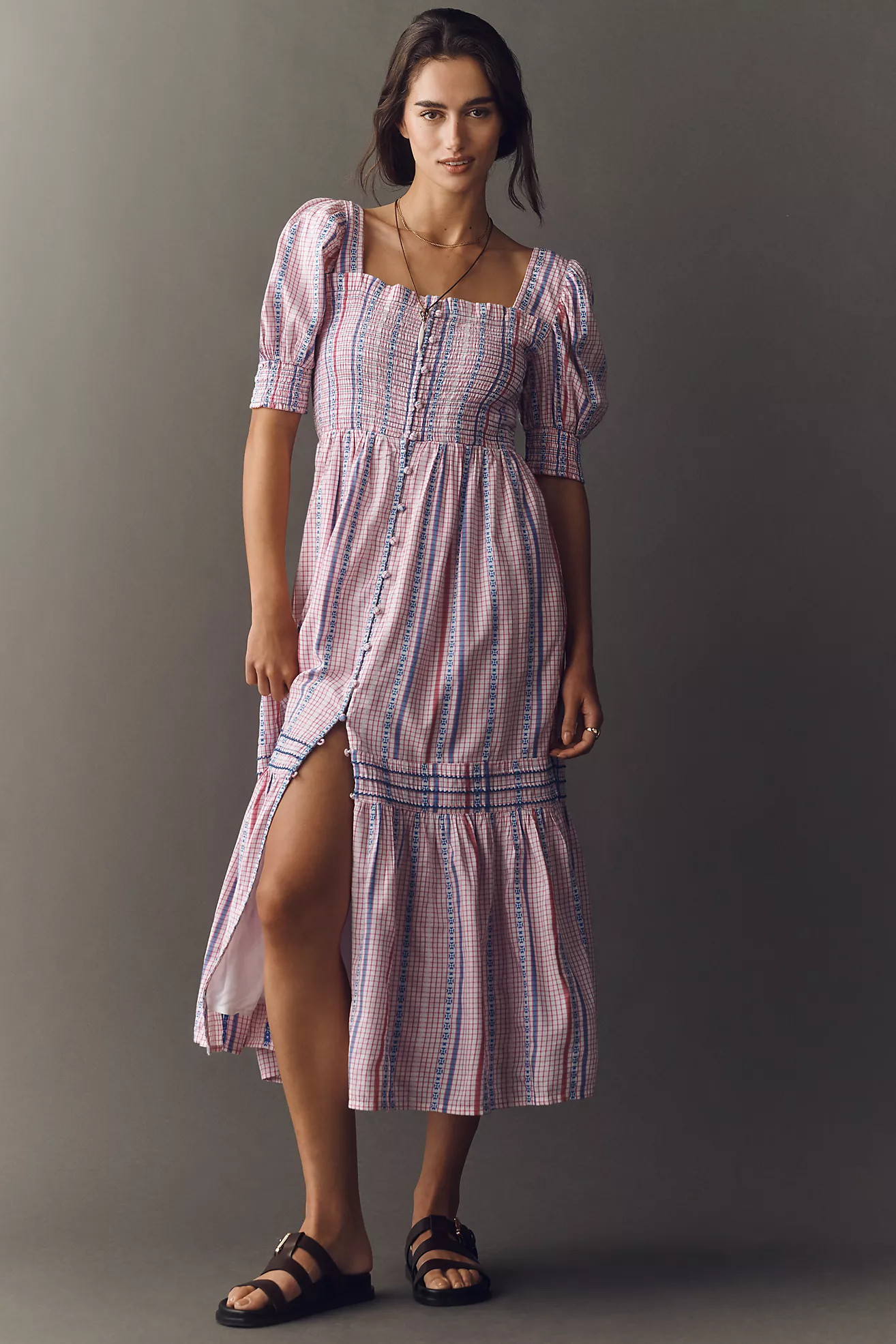 Peregrine Puff-Sleeve Midi Dress | Anthropologie (US)