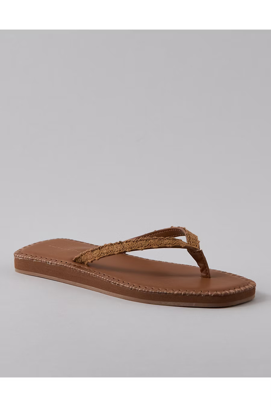 AE Textured Overlay Flip Flop Women's Medium Brown 11 | American Eagle Outfitters (US & CA)
