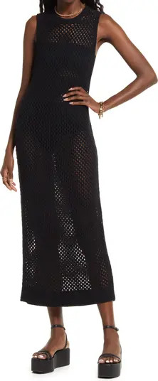 Open Stitch Sleeveless Cotton Blend Sweater Dress | Nordstrom