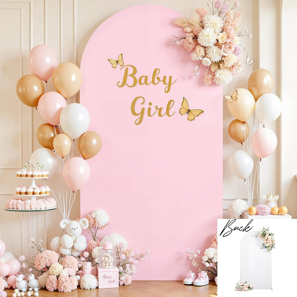 White Pink Arch Backdrop Cover 7.2FT Party Wedding Arch Covers Stretchy Backdrop Baby Shower Brid... | Amazon (US)