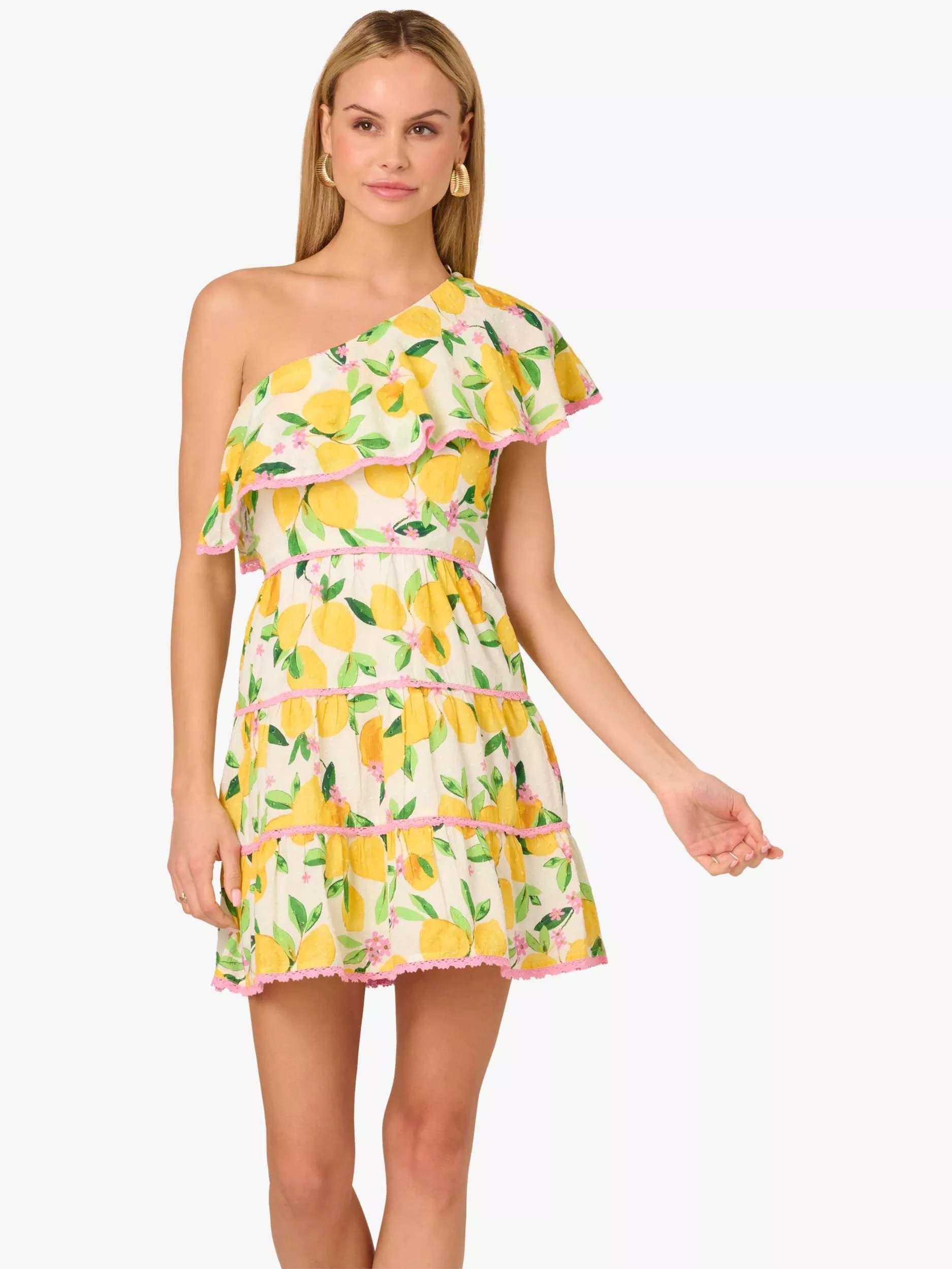 Adrianna Papell Adrianna by Adrianna Papell Printed Mini Dress, White/Multi | John Lewis (UK)