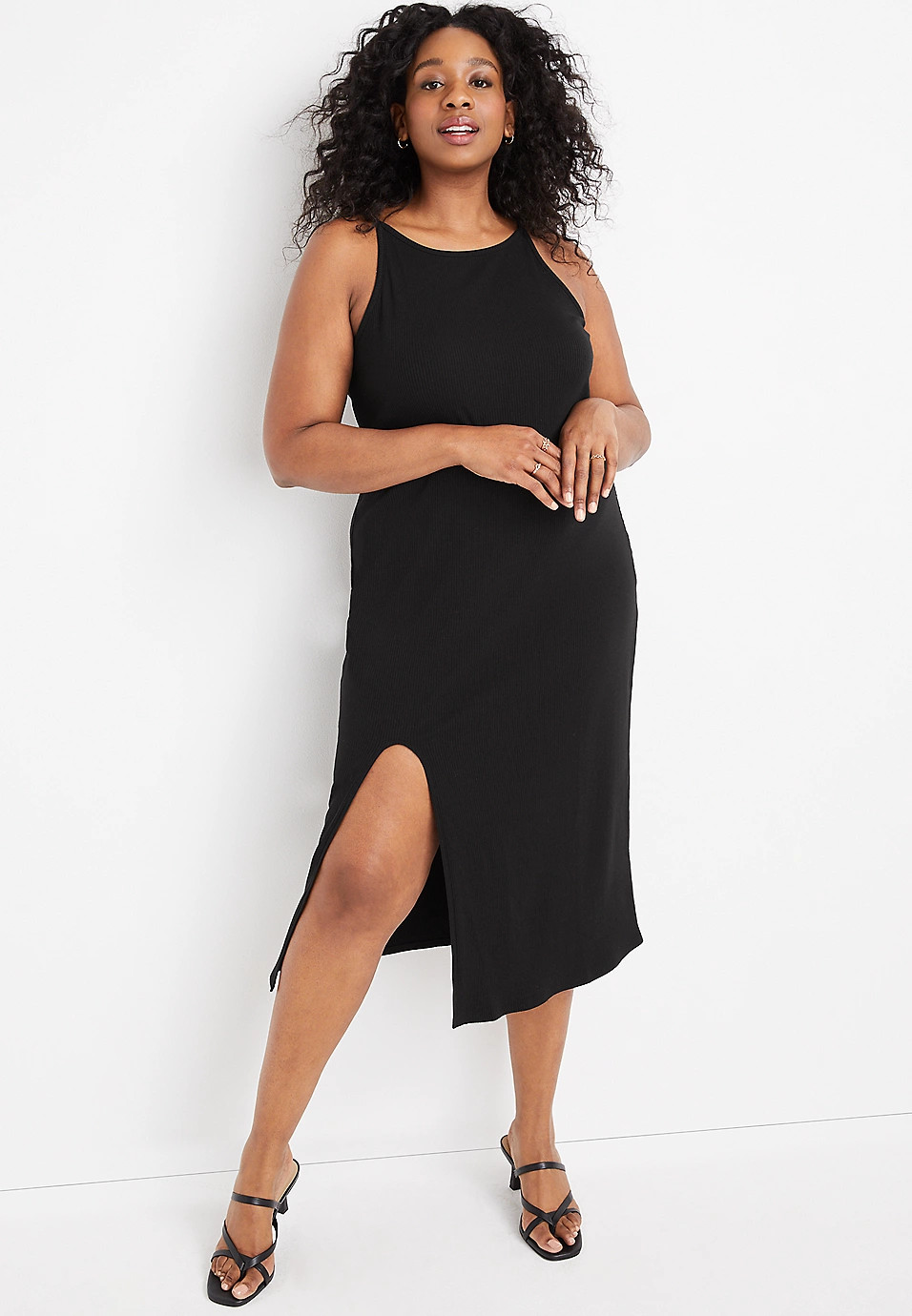 Plus Size 24/7 Solid Ribbed Bodycon Midi Dress | Maurices