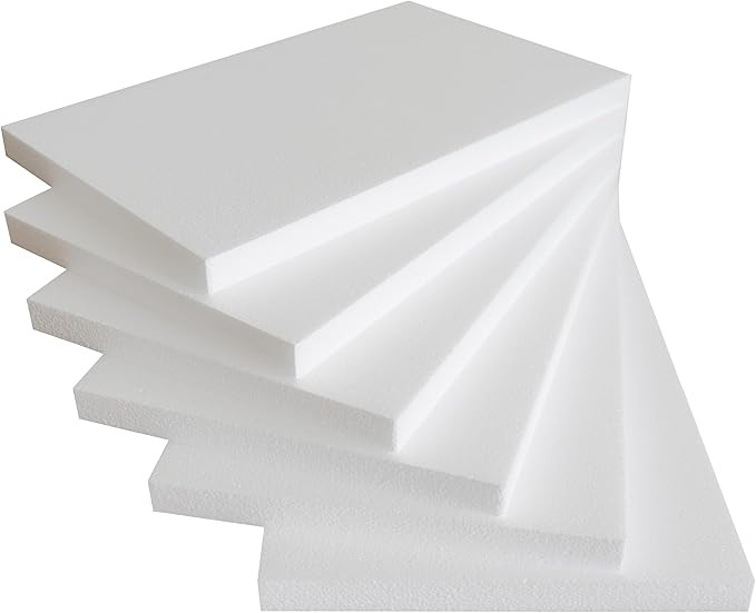 DNB Craft Foam Board - 6PCS 17X11X1 Inch Polystyrene Rectangle White Thick Foam Sheets - Crafts a... | Amazon (US)