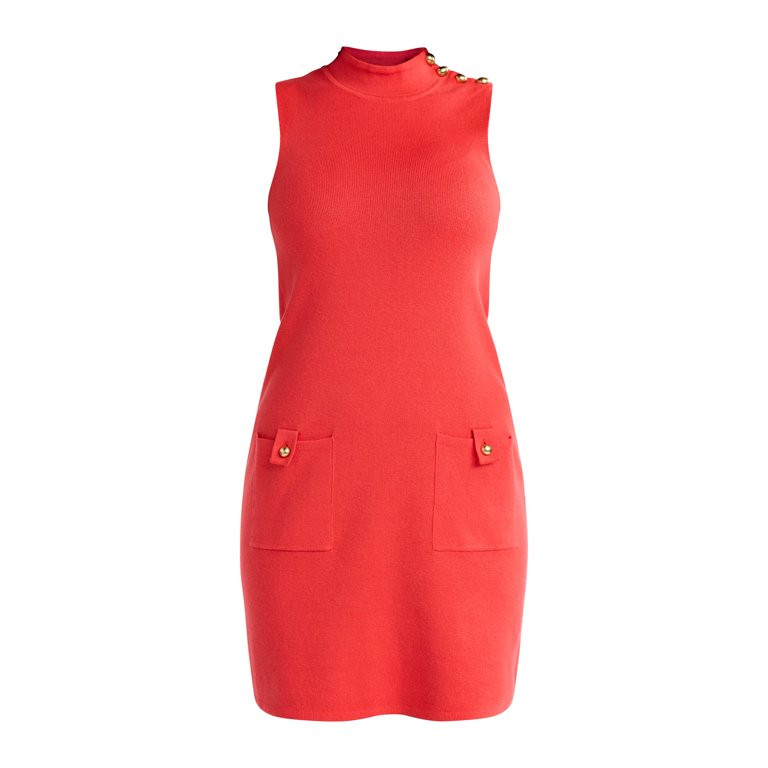 Free Assembly Women’s Button Shoulder Sleeveless Sweater Dress, Sizes XS-3XL | Walmart (US)