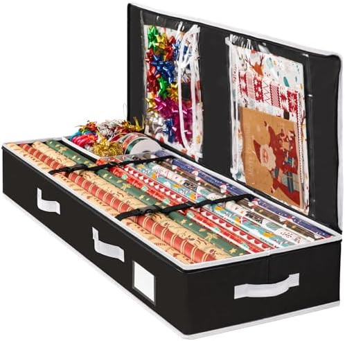 Criusia Christmas Gift Wrapping Paper Organizer Storage, Durable Underbed Storage Container Fits ... | Amazon (US)