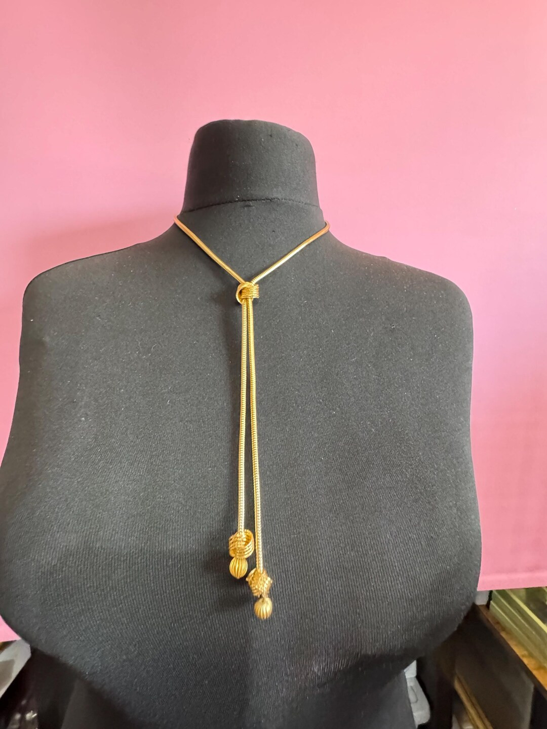 Vintage Mesh Knot Bolo Slider Necklace 70s, 1970s Gold Tone - Etsy Canada | Etsy (US)