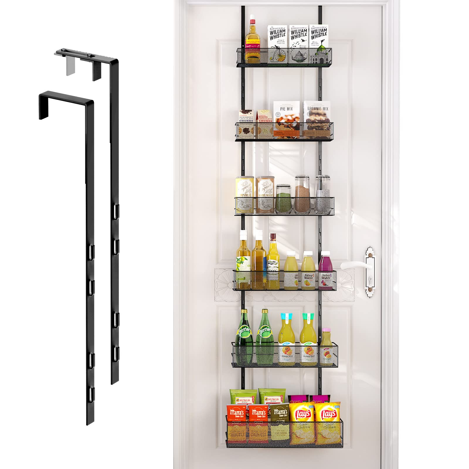 Over the Door Pantry Organizer - 6-Tier Mesh Basket Hanging & Wall Mounted Pantry Door Organizer,... | Amazon (US)