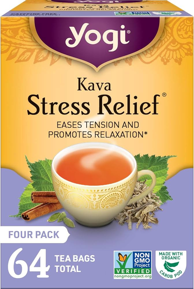 Yogi Tea Kava Stress Relief Tea - 16 Tea Bags per Pack (4 Packs) - Made with Organic, Caffeine-Fr... | Amazon (US)