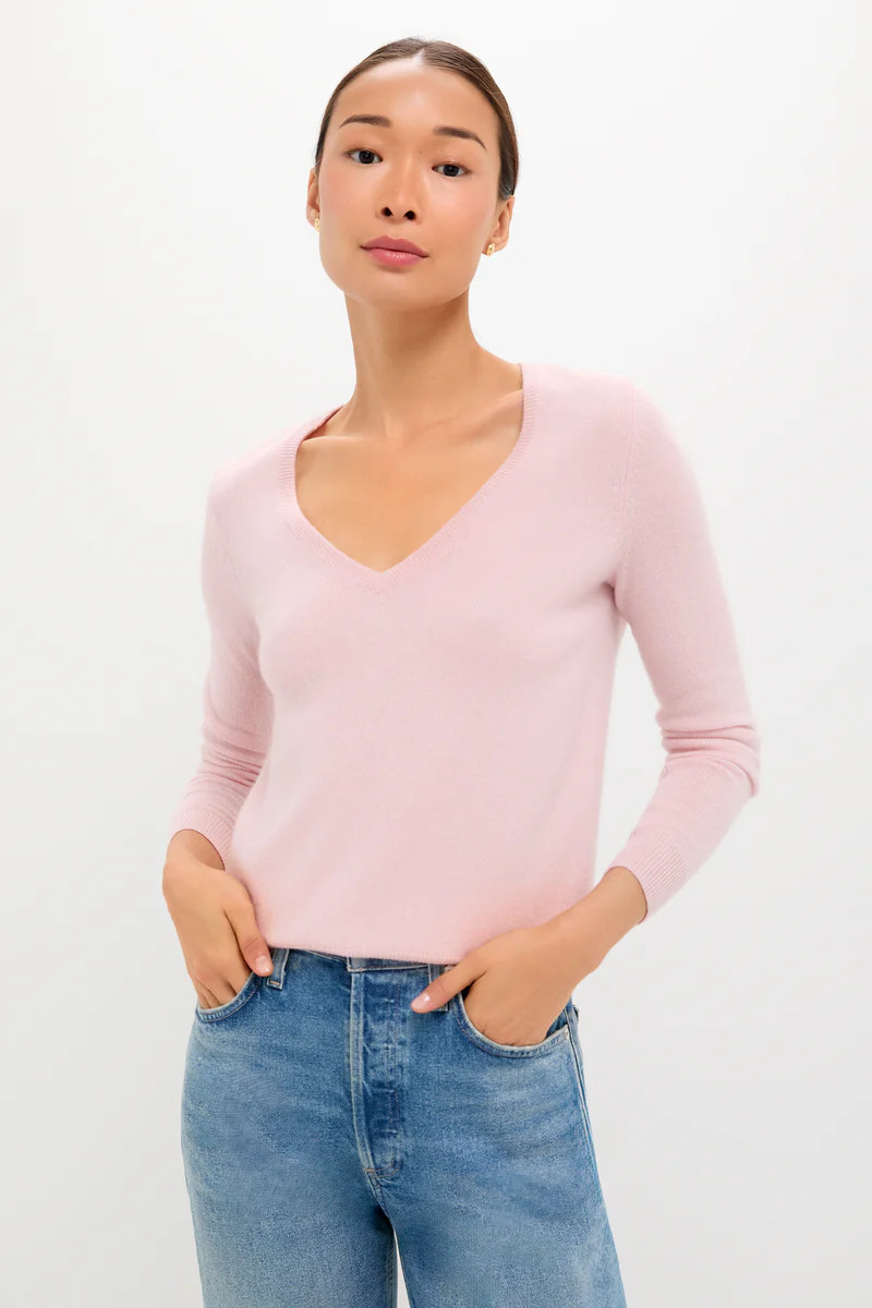 Soft Pink Cashmere V-Neck Sweater | Tuckernuck (US)