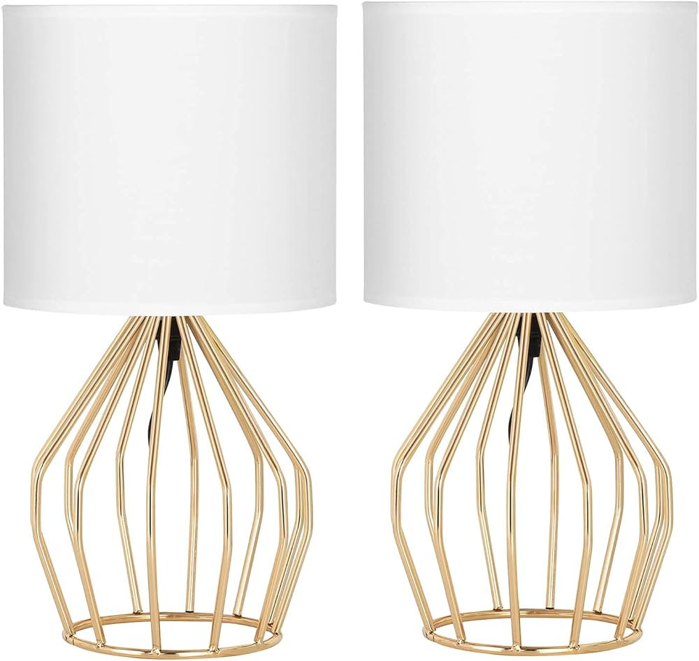 HAITRAL Modern Minimalist Lamp - Gold Table Lamps Set of 2, Farmhouse Nightstand Lamps with Hollo... | Amazon (US)