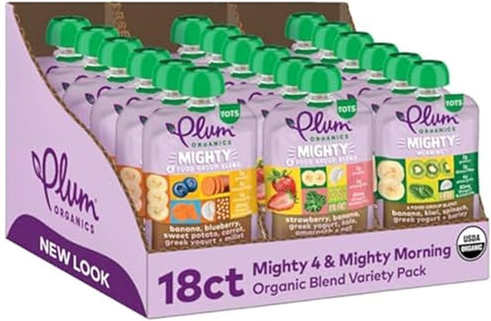 Plum Organics Mighty 4 and Mighty Morning Organic Toddler Food - 4 Food Group Blend Variety Pack ... | Amazon (US)
