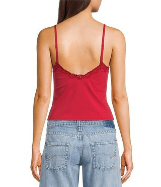Adore Lace Trim Knit Tank Top | Dillard's