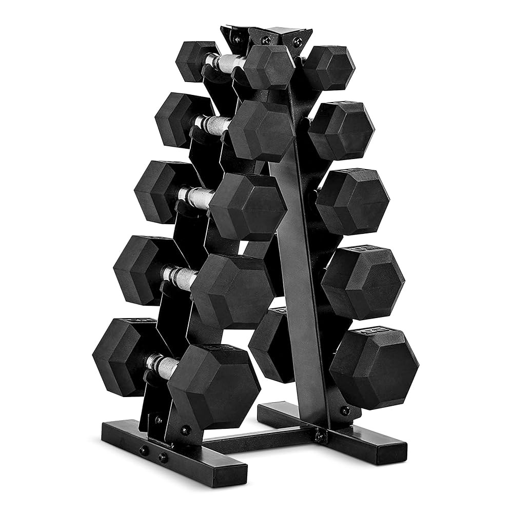 CAP Barbell Rubber Coated Dumbbell Weight Set with Vertical Rack | 100 lb, 150 lb, and 210 lb Opt... | Amazon (US)