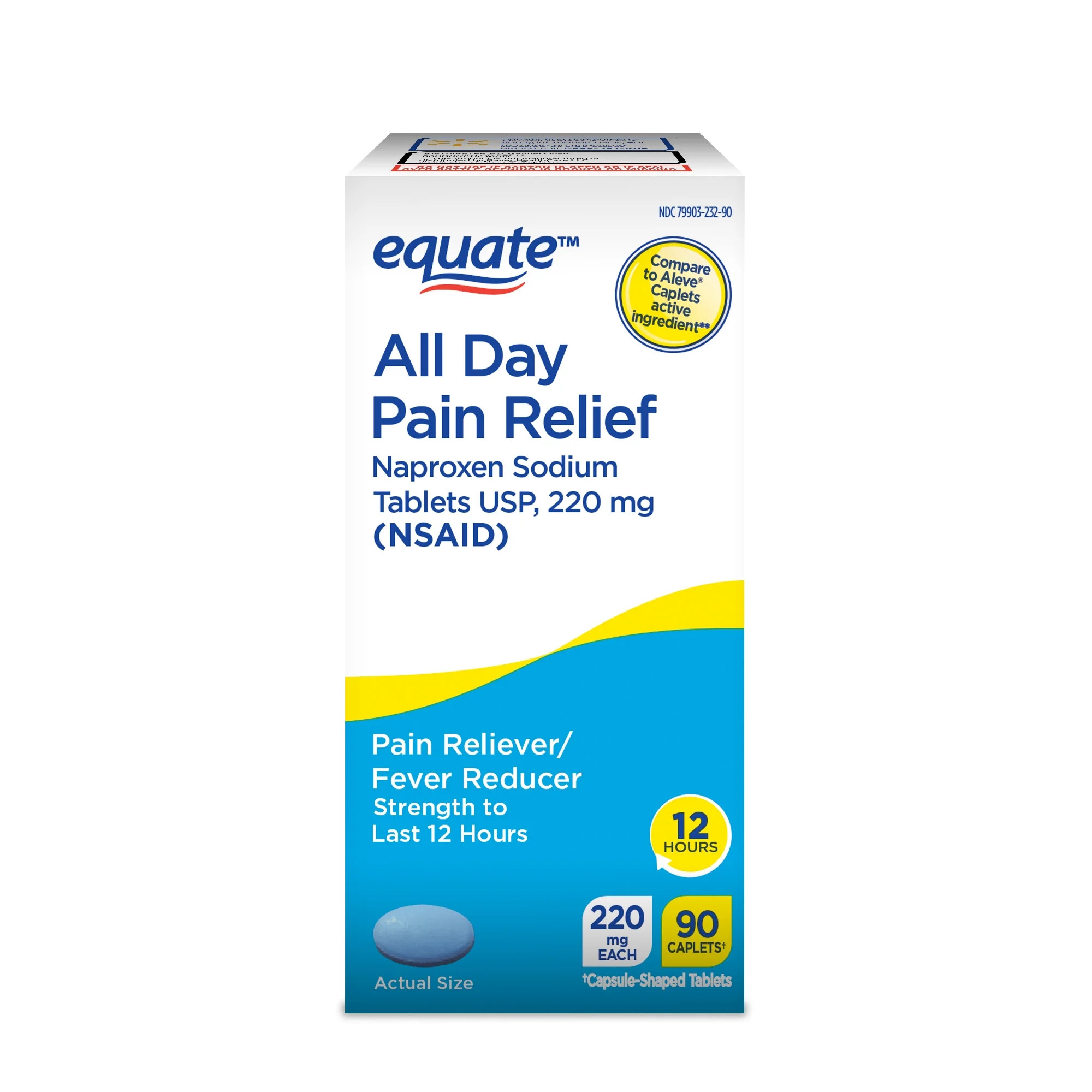 Equate All Day Pain Relief Naproxen Sodium Caplets, 220 mg, 90 Count, Compare to Aleve® Caplets ... | Walmart (US)