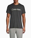 Calvin Klein Men's Ck Chill Lounge T-Shirt, Black Heather/Egret Logo, L | Amazon (US)