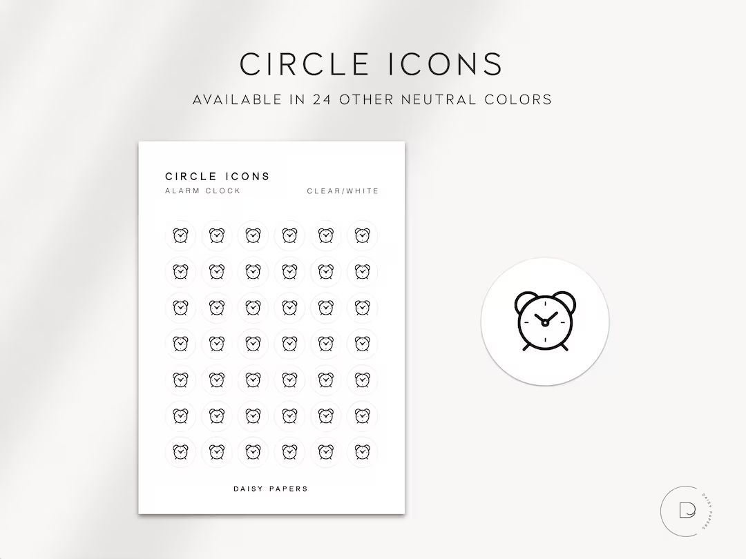 ALARM CLOCK Circle Icons Planner Stickers Minimal & - Etsy | Etsy (US)