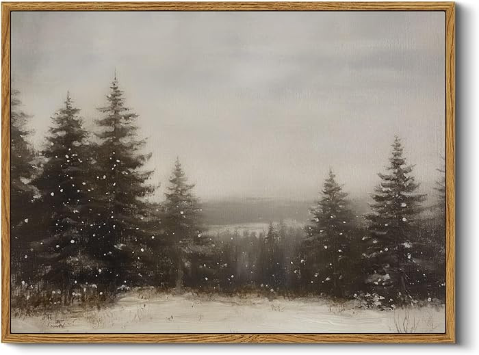 InSimSea Framed Canvas Wall Art Winter Christmas Decor Living Room Pine Tree Forest Decor Nature ... | Amazon (US)