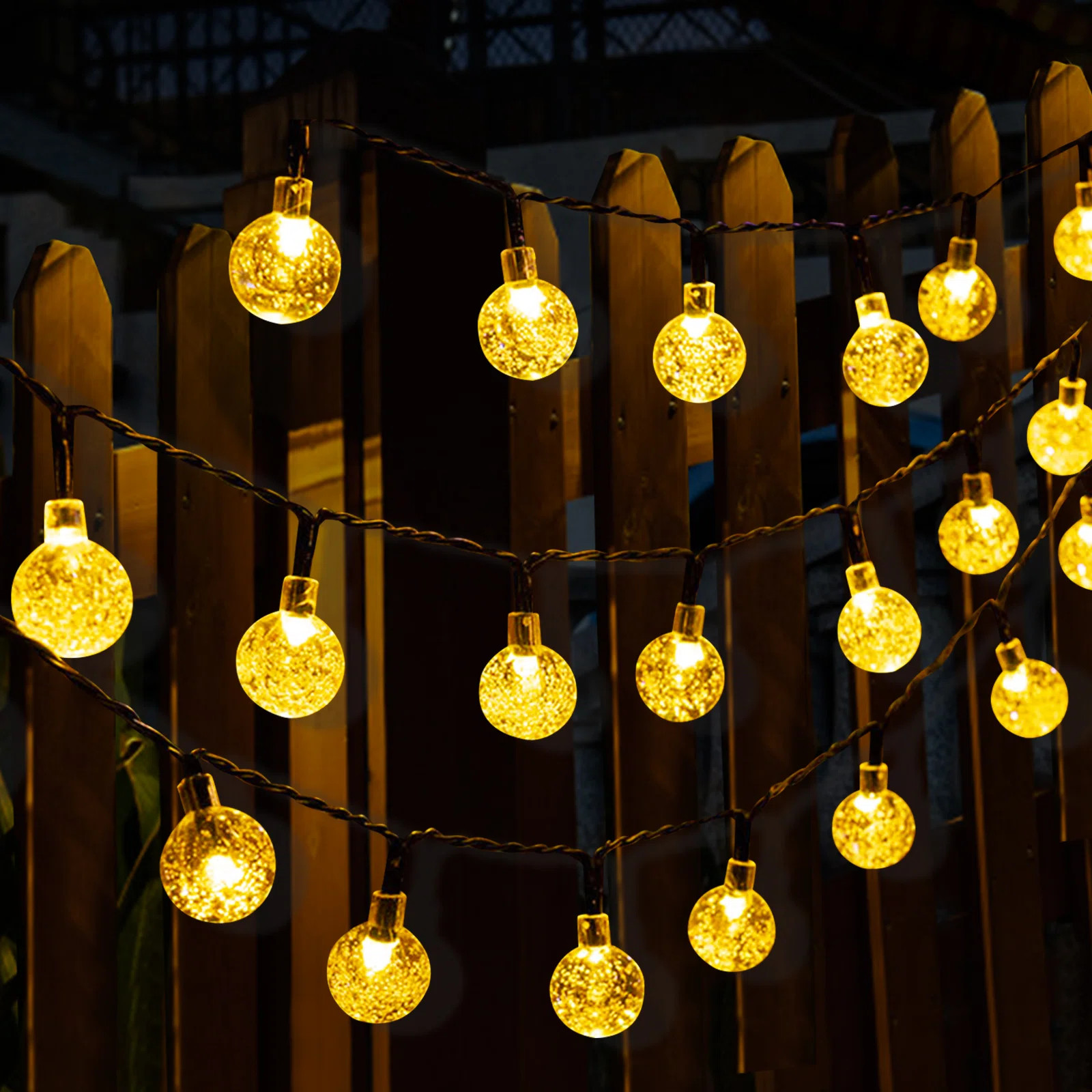 Cottone 256'' Outdoor Solar Powered Lights Decorations with 8 Modes 30-Bulb Globe Integrated LED ... | Wayfair North America