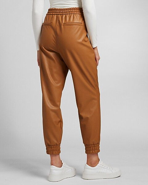 High Waisted Vegan Leather Jogger Pant | Express