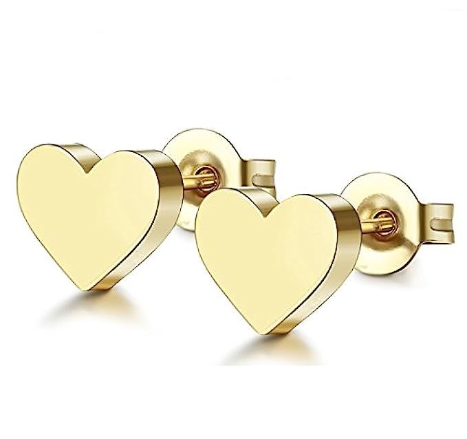 ORAZIO 1-6 Pairs Stainless Steel Heart Stud Earrings for Women Men | Amazon (US)
