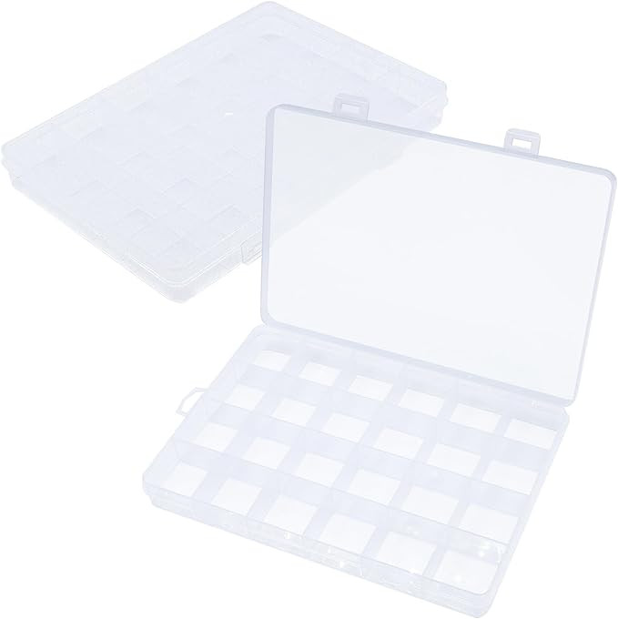 RYKOMO 2 Pack Clear Plastic Organizer Box 24 Grids Plastic Organizer with Fixed Dividers Clear St... | Amazon (US)