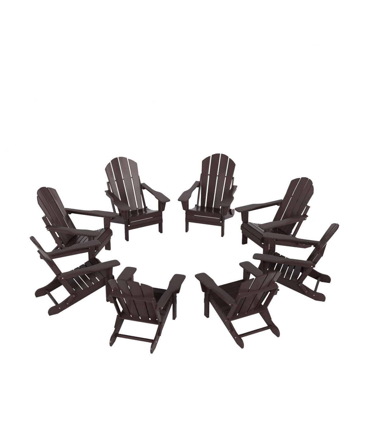 WestinTrends All-Weather Contoured Outdoor Poly Folding Adirondack Chair (Set of 8) - Dark Brown | Macy's