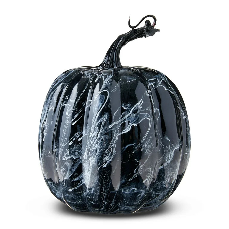 Marbled Foam Pumpkin Tabletop Decor, Black & White, 7", Fall by Way To Celebrate | Walmart (US)