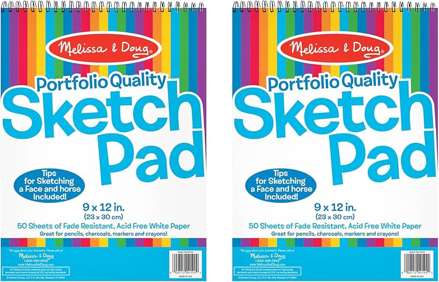 Melissa & Doug Drawing Paper, Sketch Pad, 2-Pack Bundle for Coloring, Writing or Painting (9 x 12... | Amazon (US)