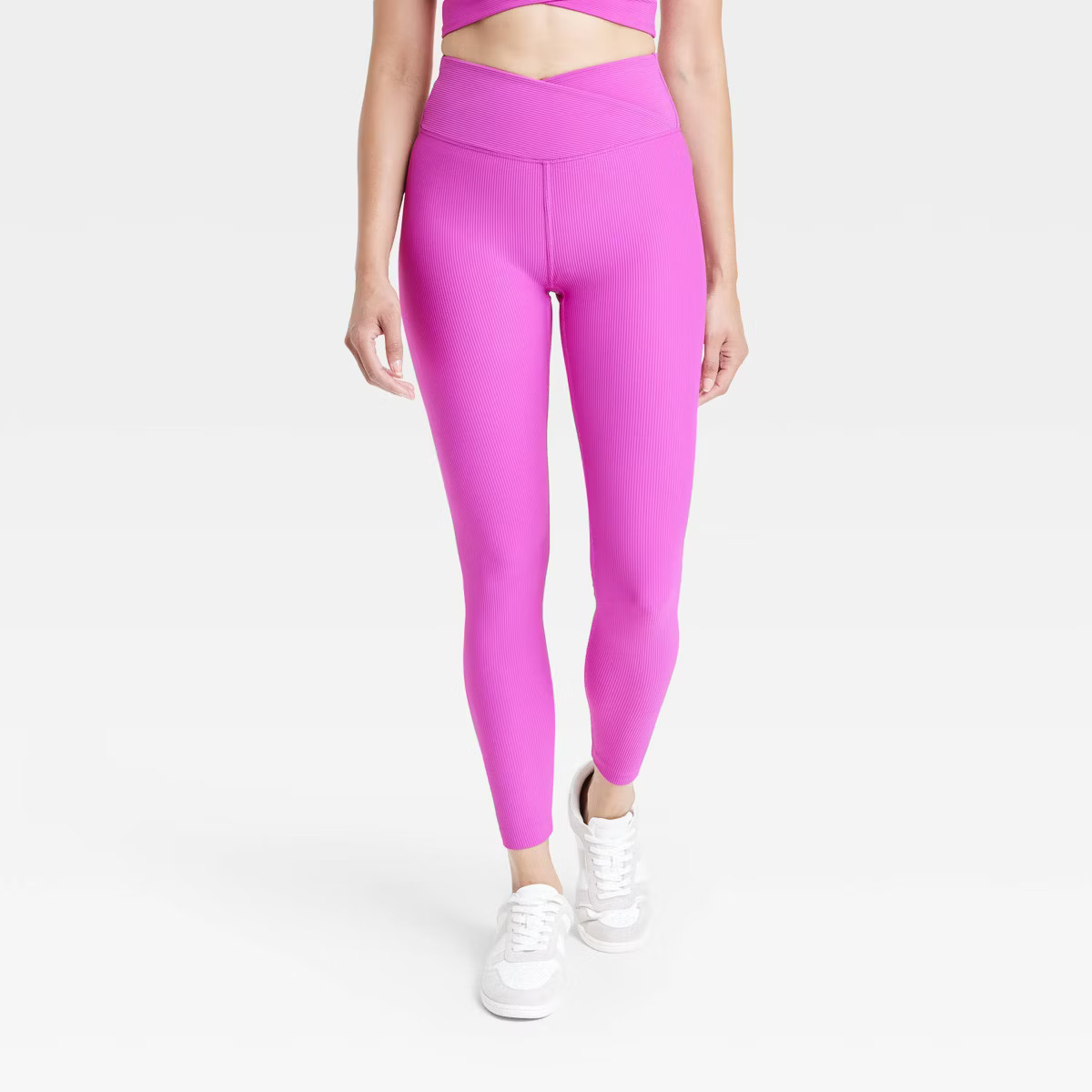 Women's High-Rise Ottoman Ribbed Leggings - All In Motion™ Violet M | Target