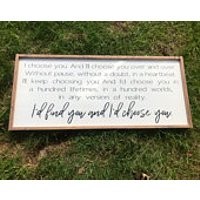 I choose you wood sign  above bed sign  bedroom sign  rustic home decor  farmhouse style  large wood sign  ill keep choosing you over | Etsy (US)