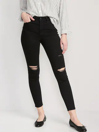 High-Waisted Black Jeans Skinny Jeans Distressed Jeans For Women | Old Navy (US)