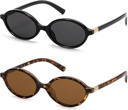 ViewJoy Retro Oval Sunglasses for Women Vintage 90s Y2K Trendy Sun Glasses | Amazon (US)