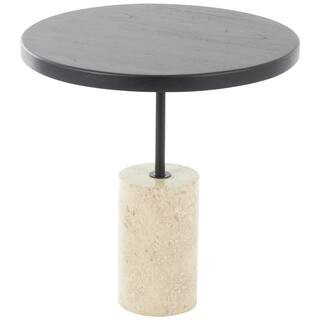 20.5" Black Wood Accent Table with Ivory Marble Base By Ivory And Iris | Michaels® | Michaels Stores