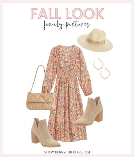 Strawberrychic fall outfit idea for fall family photos. Pair this old navy floral midi dress with suede booties and felt hat. 

#LTKunder100 #LTKSeasonal #LTKstyletip