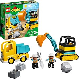 LEGO DUPLO Town Truck & Tracked Excavator Construction Vehicle 10931 Toy for Toddlers 2-4 Years O... | Amazon (US)