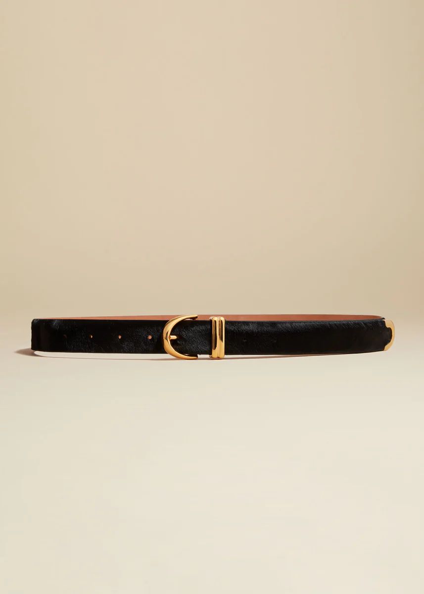 The Bambi Belt in Black Haircalf with Gold | Khaite