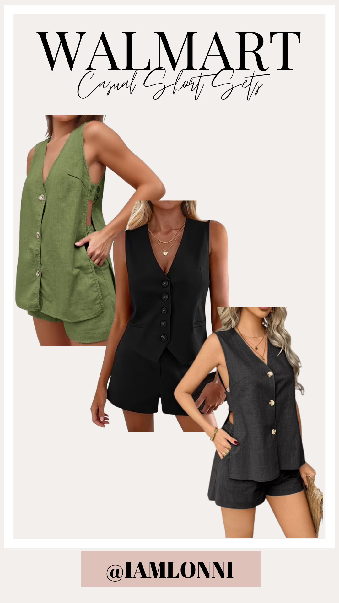 The easiest way to look polished without doing too much! These Walmart vest and shorts sets are giving effortless, elevated style—perfect for brunch, vacation, date night, or a cute everyday look. 🤎

#LTKStyle #WalmartFashion #WalmartFinds #MatchingSet #CasualChic #AffordableFashion #SummerToFall
 

 #LTKgrwm #LTKootd #LTKvlog