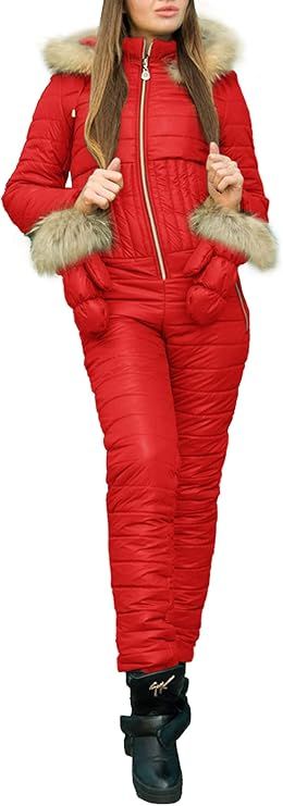 LAICIGO Women’s Winter Onesies Ski Jumpsuit Hooded Fur Collar Outdoor Sports Waterproof Jackets... | Amazon (US)