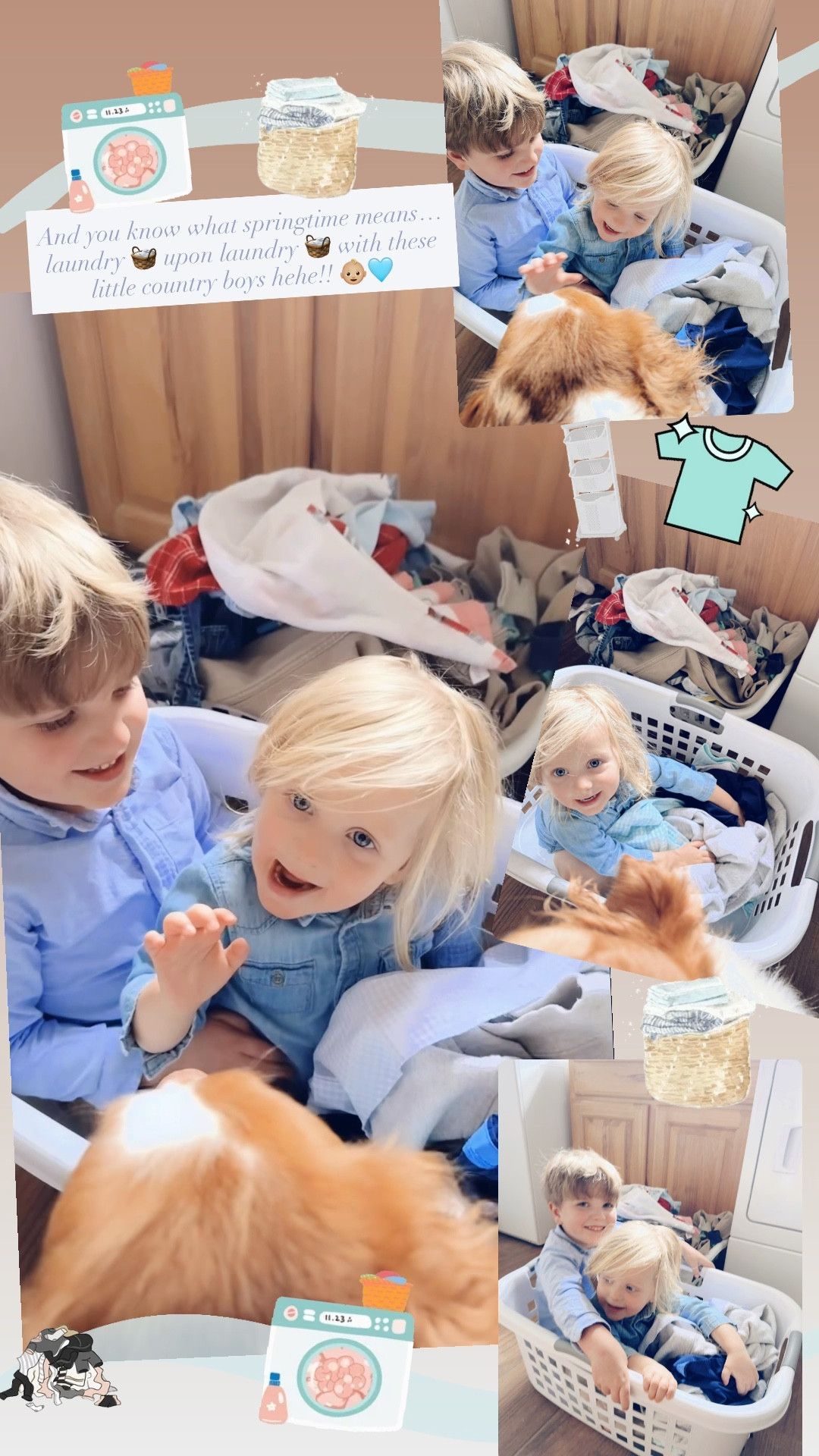 And you know what springtime means… laundry 🧺 upon laundry 🧺 with these little country boys hehe!! 👶🏼🩵 