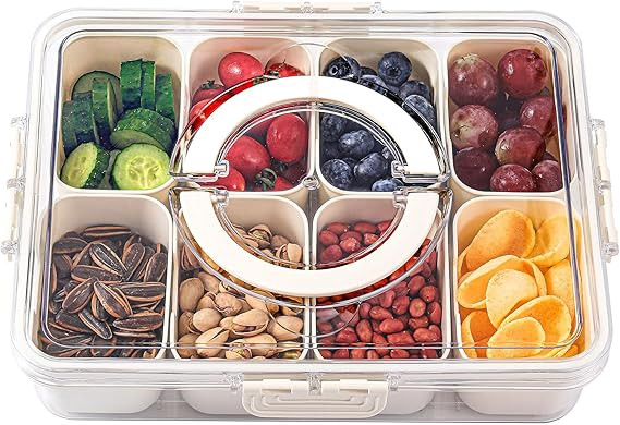 shopwithgreen Divided Serving Tray with Lid and Handle, Portable Snackle Box Charcuterie Containe... | Amazon (US)