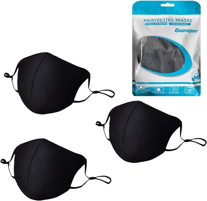 3 Pack Unisex Mouth Mask Adjustable Anti Dust Face Mouth Mask, Black Cotton Face Mask - 100% Cott... | Amazon (US)